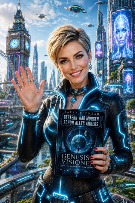 Symbolisches Sci-Fi-Covermotiv für Band 1 der Romanreihe Redhead Future Fiction