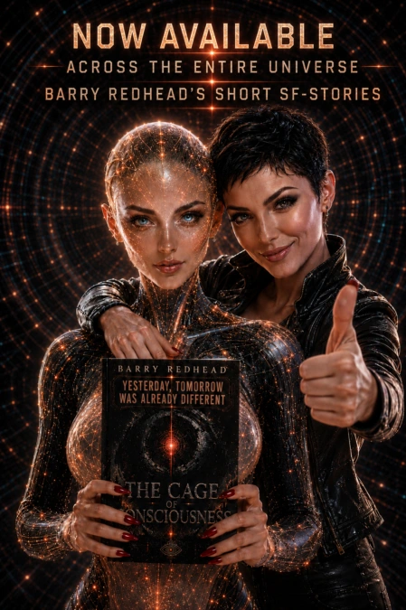 Symbolisches Sci-Fi-Covermotiv für Band 2 der Romanreihe Redhead Future Fiction