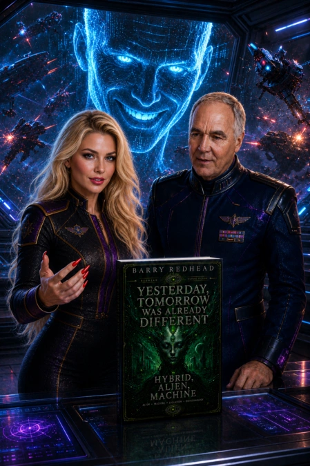 Symbolisches Sci-Fi-Covermotiv für Band 3 der Romanreihe Redhead Future Fiction